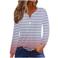 thumbnail image 2 of RXIRUCGD Hauts Décontractés à Rayures Manches Longues Col en V pour Femmes, Violet, Taille: m, 2 of 5