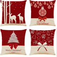 thumbnail image 1 of Funda de cojín 45x45 Fundas de cojín navideñas Navidad, juego de 4 fundas de cojín con estampado de lino y algodón Funda de cojín decorativa para sofá Funda de cojín de oficina con patrón de ciervo y, 1 of 7
