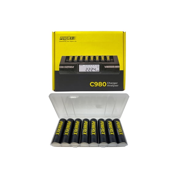 Powerex Chargeur Intelligent C980 + 8 Piles Rechargeables Powerex AA NiMH (2600 mAh) avec Boîtier de Pile