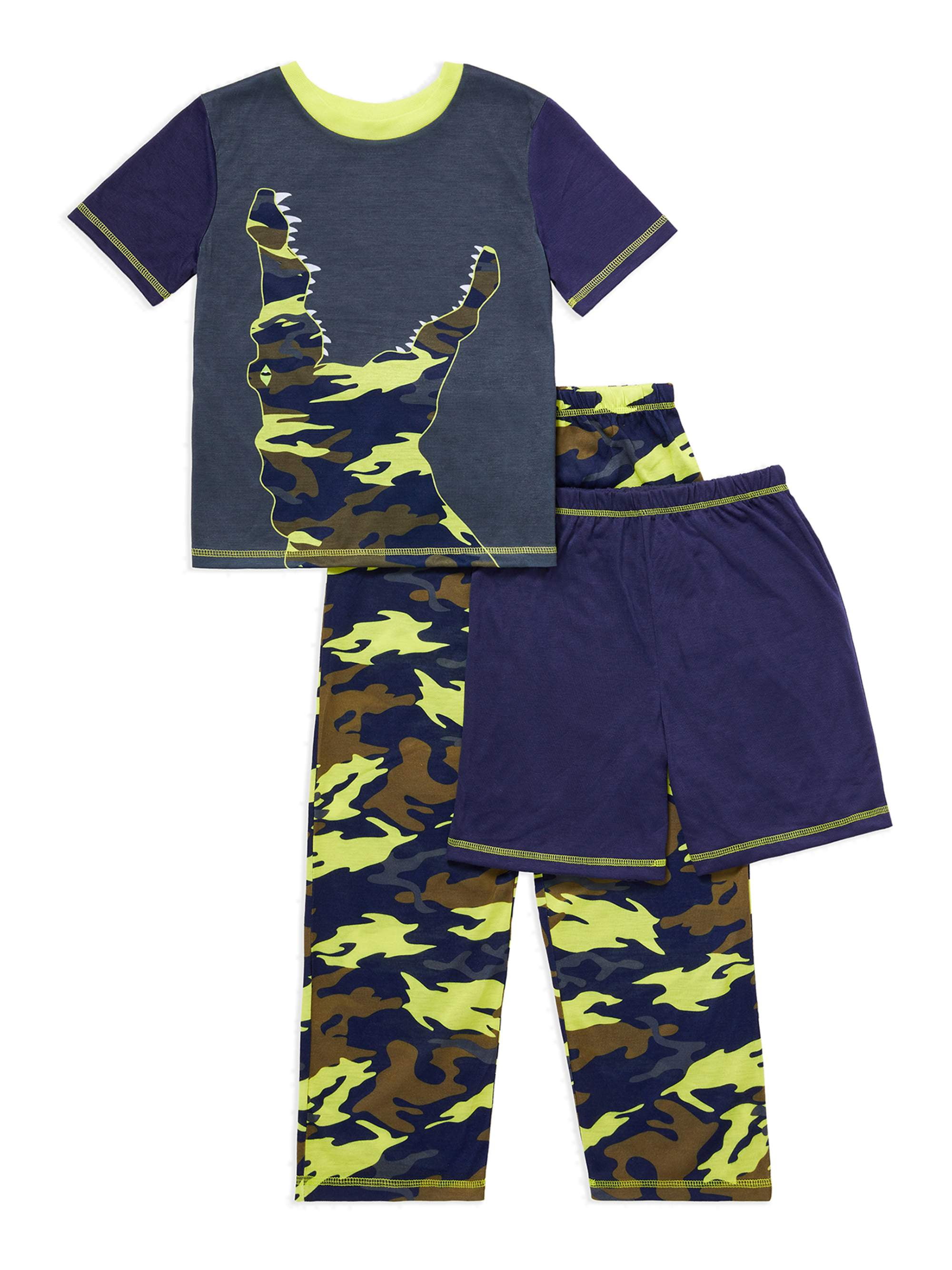 Saint Eve Boys Short Sleeve, Long Pant and Short, 3Piece Pajama Set