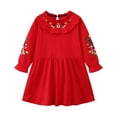 thumbnail image 2 of Antinious Girls Princess Dress Elegant Princess Dress Solid Embroidery Print Long Sleeve Dress,Toddler Girls Outer Dress,Kids Party Dress,Red,7 Years, 2 of 5