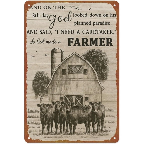 Rustic Farmhouse Decor So God Made a Farmer Metal Wall Sign Vintage Tin Poster for Cafe Bar Restaurant Supermarket Shop 8 x 12 Inches