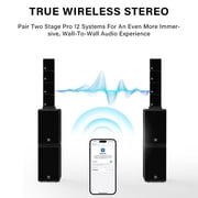 Stage Pro 12 Powered PA Speaker System, Dual 12-Inch Subs + 4 Line Array Speakers, 8000W Peak, Bluetooth TWS, 3 DSP Preset