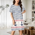thumbnail image 2 of Nautical Pattern with Stripes And Anchors Women Nightgown Sleepwear Short Sleeves For Vacations Travels Nightgowns Women's Pajamas, 2 of 7