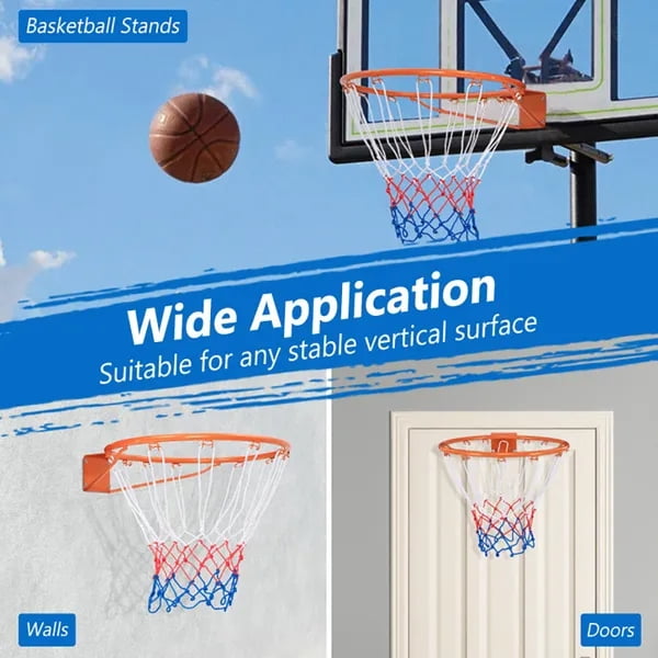 19.5"×16"×3" 15 Inch Basketball Rim Replacement, Heavy Duty Metal Hoop with All Weather Net & Mounting Hardware for Indoor Outdoor