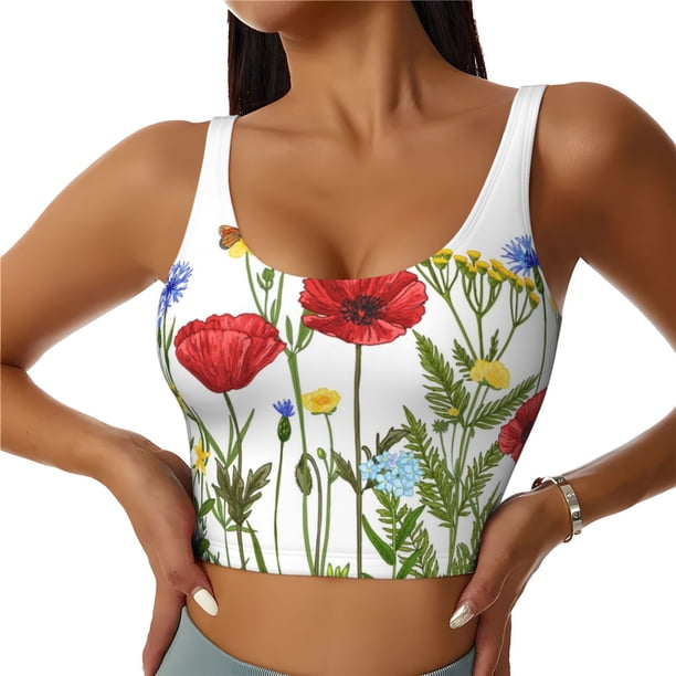 Balery Wild Herbs Sujetadores deportivos con espalda cruzada para mujer, acolchados, sin costuras, de alto impacto, ideales para yoga, gimnasio, entrenamiento y fitness.-XX-Large