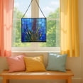 thumbnail image 5 of Lavender Flower Stained Glass Panel Suncatcher Square Window Hanging, 8 Inch Real Glass Decorative Art Sun Catcher for Home, Gift, and Garden Decor 78OR13, 5 of 6