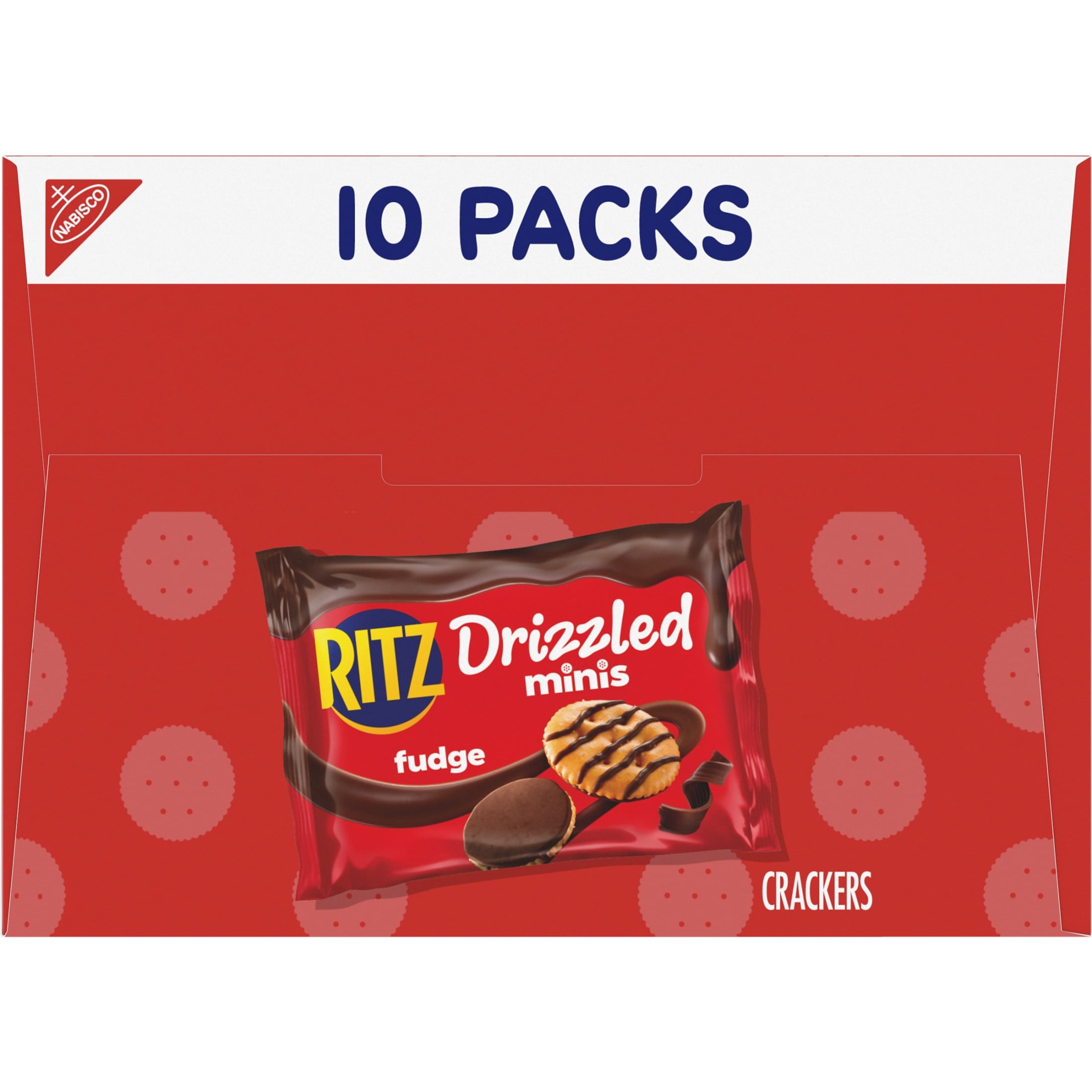 RITZ Drizzled Minis Fudge Crackers, Bulk Lunch Snacks for Kids and Adults, 10 - 0.9 oz Snack Packs