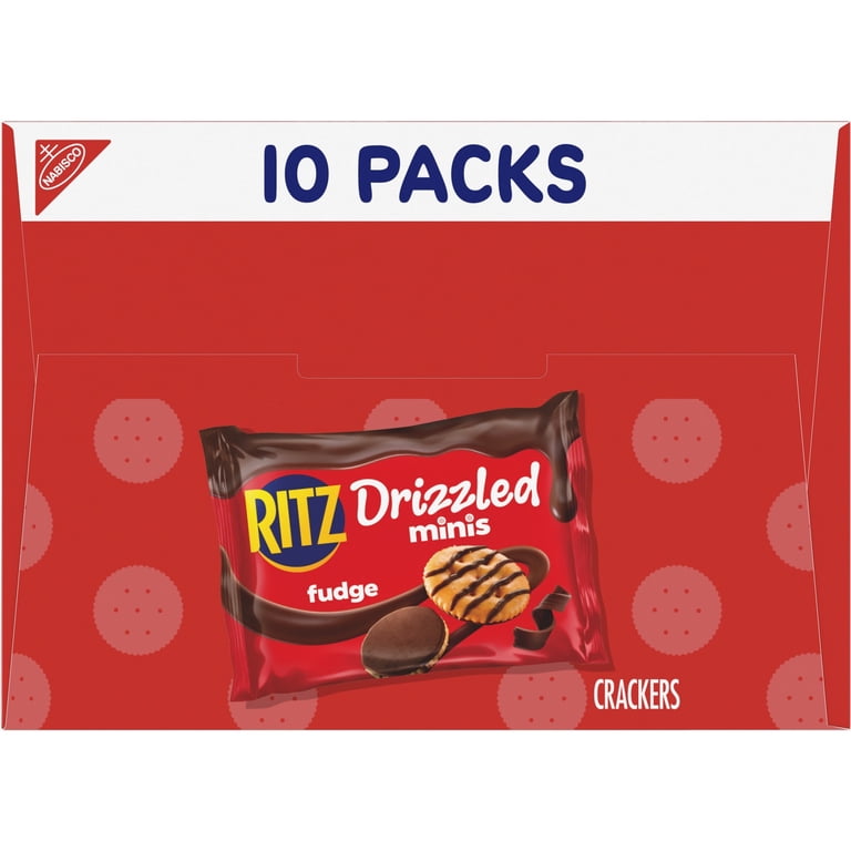 RITZ Drizzled Minis Fudge Crackers, 10 - 0.9 oz Snack Packs