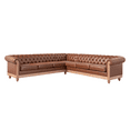 thumbnail image 4 of Harper & Bright Designs L-Shaped Chesterfield Sofa with Rolled Arms, PU Mid-Century Sofa Padded Seat, Button Tufted Sofa with Nailhead Trim and Backres, Light Brown, 4 of 10