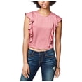 thumbnail image 1 of Aeropostale Blusa corta con volantes para mujer, rosa, mediana, 1 of 2