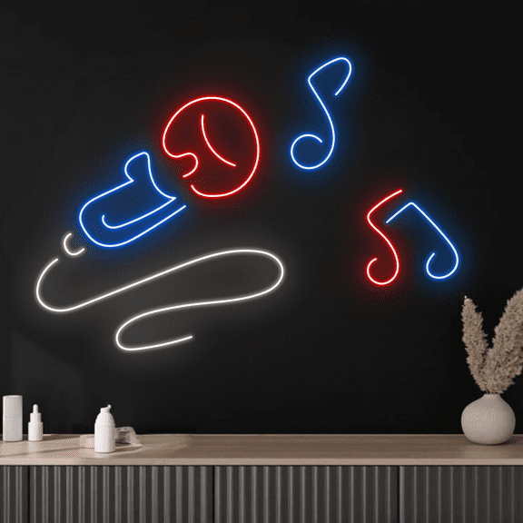 Glowneon Microphone Neon Signs, Music Studio Karaoke Club Decor