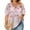 Multicolor, variant on FDGIU Women's Plus Size Boho Loose Fit Short Sleeve Stripe Print T-Shirt - Casual Summer Blouse
