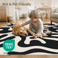thumbnail image 4 of ODIKA 5'x7' Washable Area Rug Black White Abstract Swirls and Stars Design Contrast with Artistic Star Wave for Guest Room, Lounge, Apartment, Non-Slip Low Profile, Stain Resistant, 4 of 7