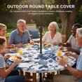 thumbnail image 3 of Round Outdoor Tablecloth with Umbrella Hole and Zipper, Navy Flowers Tablecloth with Elastic Waterproof, Country Plants Pastoral Botanical Vintage Patio Table Covers for 45" - 54" Picnic Pool Tables, 3 of 9