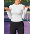 thumbnail image 6 of Womens Seamless Workout Shirts Long Sleeved Crew Neck Sports Tops Side Ruched Shirts, 6 of 6