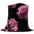 thumbnail image 6 of Pink Rose Blanket Soft Cozy Warm Throw Blanket for Couch, Plush Fuzzy Flannel Fleece Blankets for Sofa, Vintage Abstract Garden Flower Floral Black Bed Blankets Lightweight Gifts for Women, 50"x60", 6 of 9