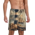 thumbnail image 2 of Balery Vintage Nautical Lighthouse Pantalones cortos de pijama de punto de algodón para hombre con cinturilla y bolsillos-3X-Large, 2 of 6