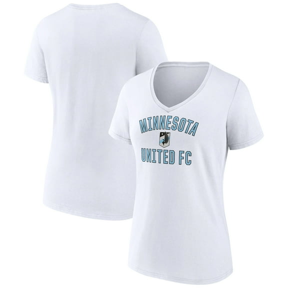 Women's White Minnesota United FC Victory Arch Logo V-Neck T-Shirt