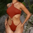 thumbnail image 2 of Sngxgn Women's Swimsuit Plunge Neckline Cutout Criss Cross Bathing Suit(Red,S), 2 of 6
