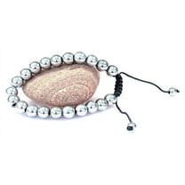 PURPLE WHALE Magnetic Round Silvertone Color Hematite Macrame Style Adjustable Bracelet -Good for Healing and Energy -Or Arthritis Pain Relief -91041