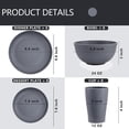 thumbnail image 2 of Supernal 32pcs Wheat Straw Dinnerware Sets,Unbreakable Dinnerware Sets for 8,Reusable Tableware,Straw Tableware,Dark Grey Set 16pcs Plates, 8pcs Bowls, 8pcs Cups, 2 of 8