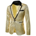 thumbnail image 2 of UVEASISHA Dress Jackets for Men Sequin Slim Fit Stylish Blazer One Button Lightweight Fashion Party Suit Jacket Formal Dinner Prom Coats Sales Today Clearance,Gold,L, 2 of 5