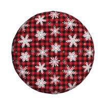 Haiem Spare Tire Cover , Wheel Cover with Snowflake red plaid printed, Camper Spare Tire Cover Fit for Jeep Wrangler Rv SUV Truck Travel Trailer-17 inch