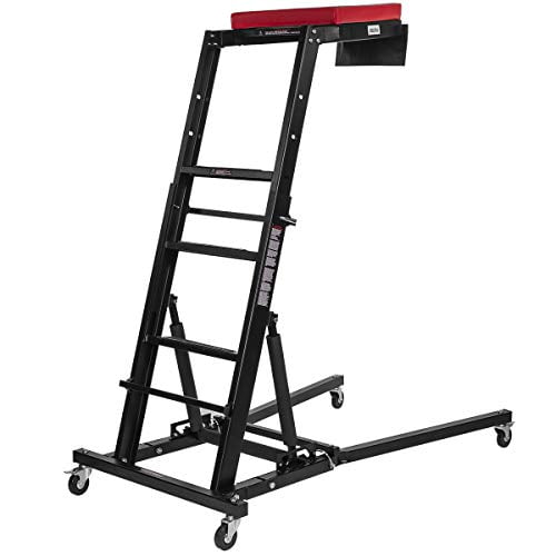 XtremepowerUS Station de Travail Pliable pour Creeper, Mécanicien, Plateau Épais Rembourré, Hauteur Réglable 400LBS avec Roulettes