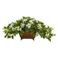 thumbnail image 3 of Nearly Natural 17" Pink/White Bougainvillea Artificial Plant in Metal Planter, 3 of 3