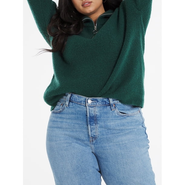 Simply Be Simply Be Women S Plus Size Zip Neck Knitted Pullover Sweater Walmart Com Walmart Com