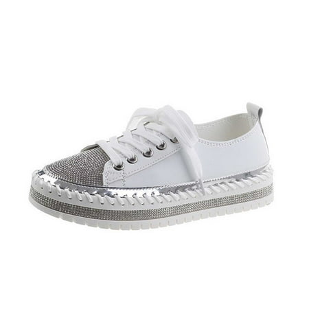 Sexlip Women s Plus Size Sneakers Platform Lace Up Shoes Comfortable Breathable Walking Color Block Athletic Fitness Shoes White 39
