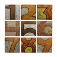 thumbnail image 1 of Juego de decoración de pared numérica Benzara Inc 9 piezas cuadrado de madera multicolor, 1 of 2
