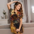 thumbnail image 3 of Balery Colorful Bull Western Man Camisón de manga corta con cuello redondo para mujer, cómodo y elegante., 3 of 6