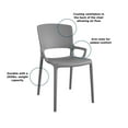 thumbnail image 3 of COSCO Outdoor/Indoor Stacking Resin Chair with Square Back and Arms, Gray, 2-pack, 3 of 9