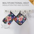 thumbnail image 4 of Yayeee Oven Mitts and Pot Holder Set of 2 Heat Resistant Kitchen Gloves Baking Hot Pad, Vibrant Pink Floral Pattern, 4 of 5