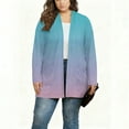 thumbnail image 4 of Dasayo Long Womens Coat Open Front Light Blue Fall Casual Gradient Color Cardigan Jackets for Women XXXXL, 4 of 5