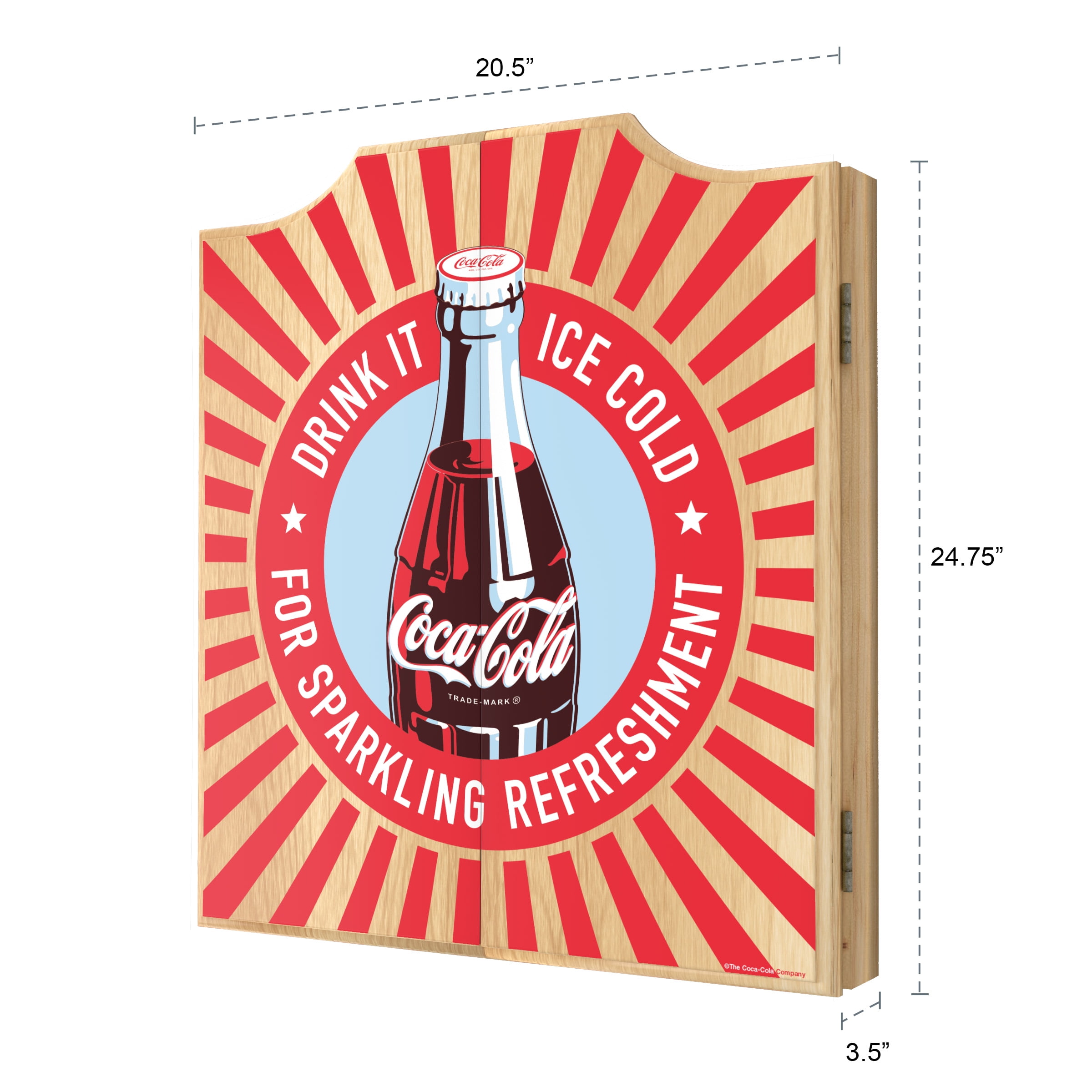 Free Shipping! Trademark Gameroom Coca-Cola Dart Board Cabinet Set