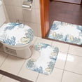 thumbnail image 5 of Ocean Life Bathroom Rugs Set Light Yellow Shell Navy Coral Starfish Conch Non Slip Absorbent Soft Bath Mats 3 Piece Set with Bathroom Rug, U-Shaped Floor Mat, Toilet Seat Cover Small Size, 5 of 9