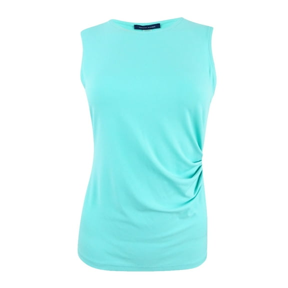 Tommy Hilfiger Womens Ruched Sleeveless Blouse Aqua XL