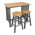thumbnail image 1 of Casual Home 3 Piece Solid Wood Pub Style Table Set w/2 Stools, Gray with Natural Wood Top, 1 of 9