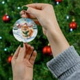 thumbnail image 4 of Hello Winter Pomeranian Frosty Morning Walk Welcome Snowy Christmas Ceramic Round Ornament Pom Dog Lover Gifts Home Tree Decor - 02018, 4 of 5
