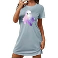 thumbnail image 2 of Camisón corto de talla grande para mujer, camisón de manga corta con estampado de pecho a la moda, camisón para mujer, 2 of 5