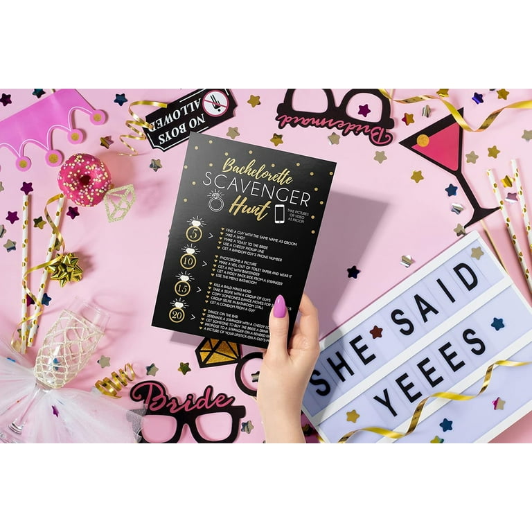 Girls' Night Fun Party Game Cards - 30 Scavenger Hunt Cards For Bachelorette Parties, Bridal Showers & Ladies Night (5x7 Inches)