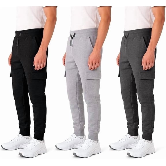 3 Pack Boys Sweatpants – Athletic Workout Joggers for Boys & Kids Clothes, Fleece Boys Pants with Cargo Pockets
