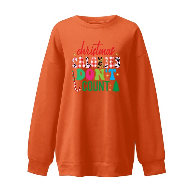 Jersey de forro polar Gibobby Mujer Navidad Felpa Estampado De Leopardo Sombrero De Navidad Estampado A Cuadros Suéter Anaranjado L