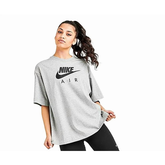Nike Air Cotton Logo Womens Active Shirts & Tees Size S, Color: Grey/Black