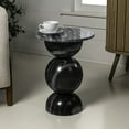 thumbnail image 3 of Aura 14" Modern Natural Marble Handmade Stacked Round Pedestal End Table, Dark Gray/Light Gray, 3 of 7