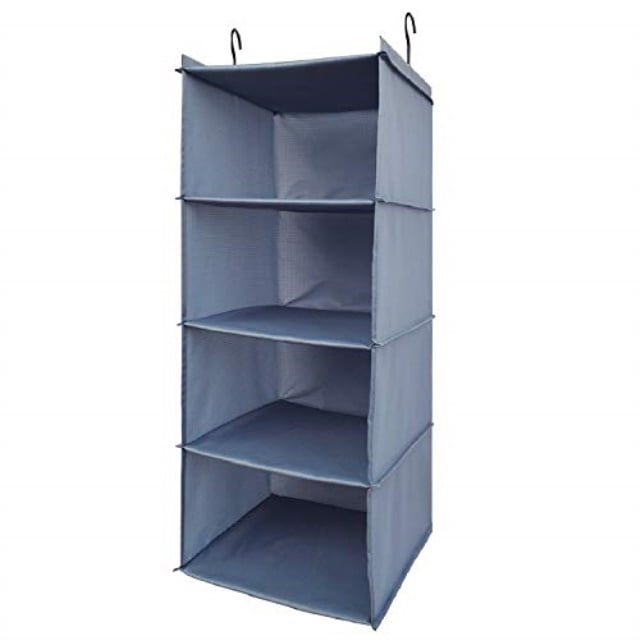 Aibrisk 4 Shelves Hanging Closet Organizer Collapsible Hanging Closet