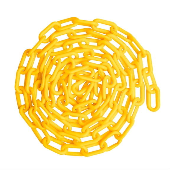 US Weight 1.5" x 25' Yellow Plastic Safety Chain ft. SunShield UV Resistant Technology